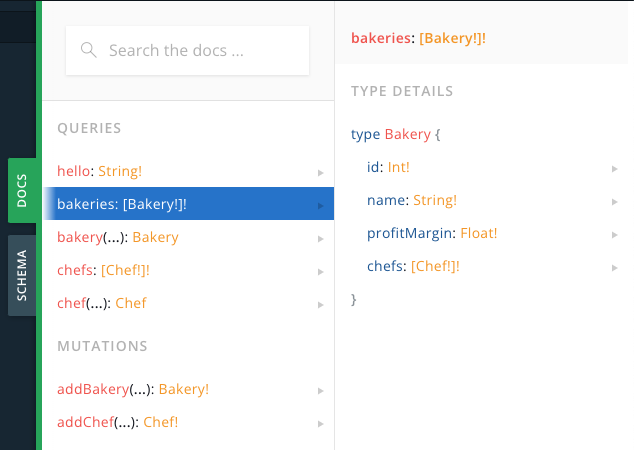 Documentation is easily accessible in GraphQL Playground